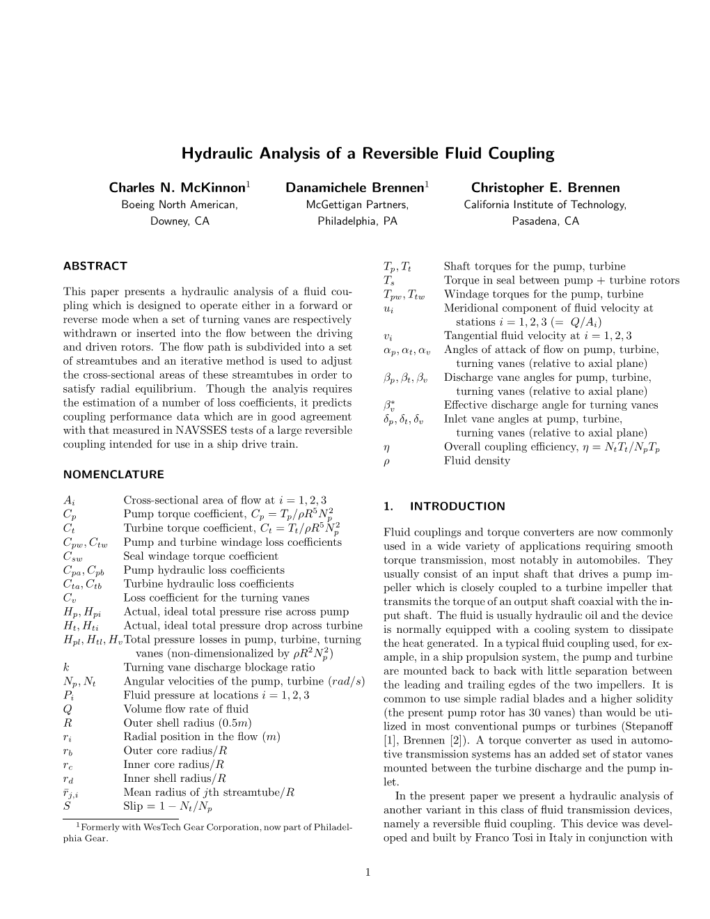 Hydraulic Analysis of a Reversible Fluid Coupling