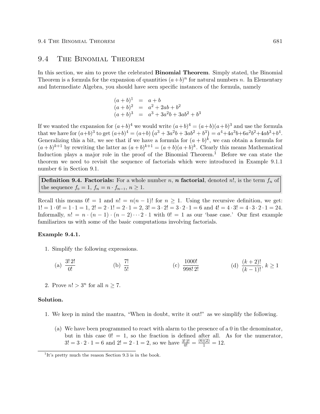 9.4 the Binomial Theorem 681