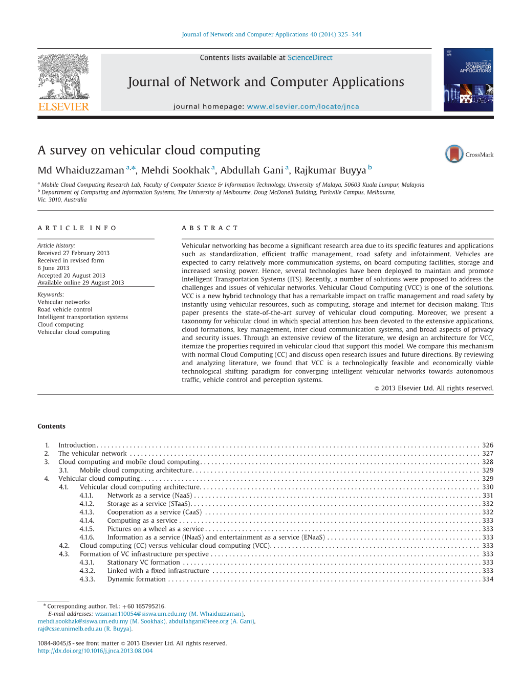 A Survey on Vehicular Cloud Computing