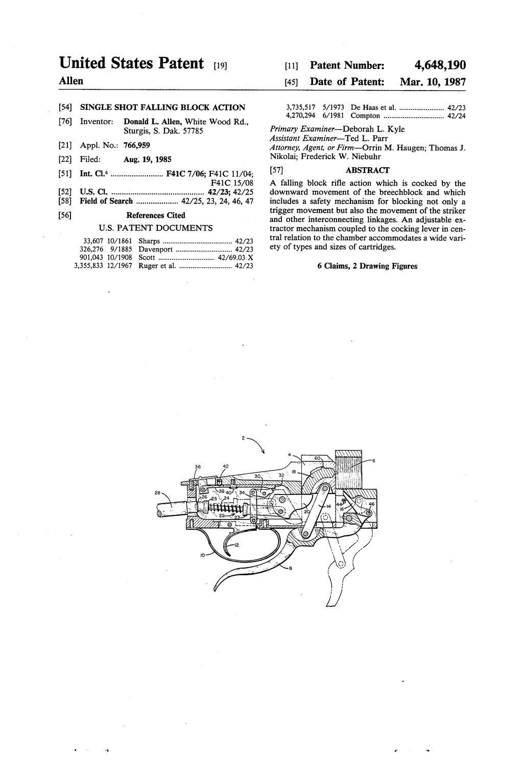 United States Patent (19) (11) Patent Number: 4,648,190 Allen 45) Date of Patent: Mar