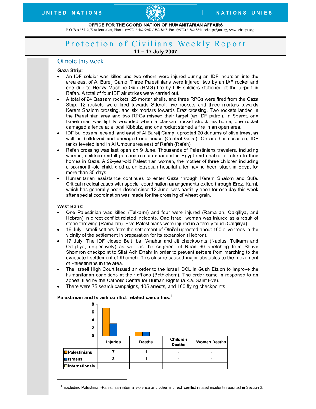 Protection of Civilians Weekly Report