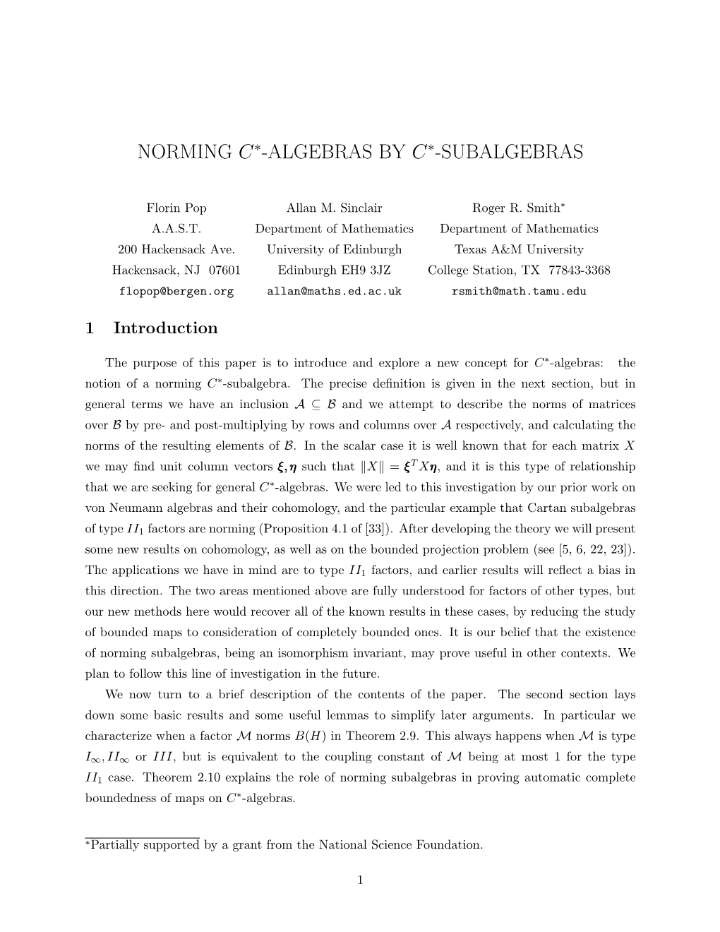 Norming C -Algebras by C -Subalgebras