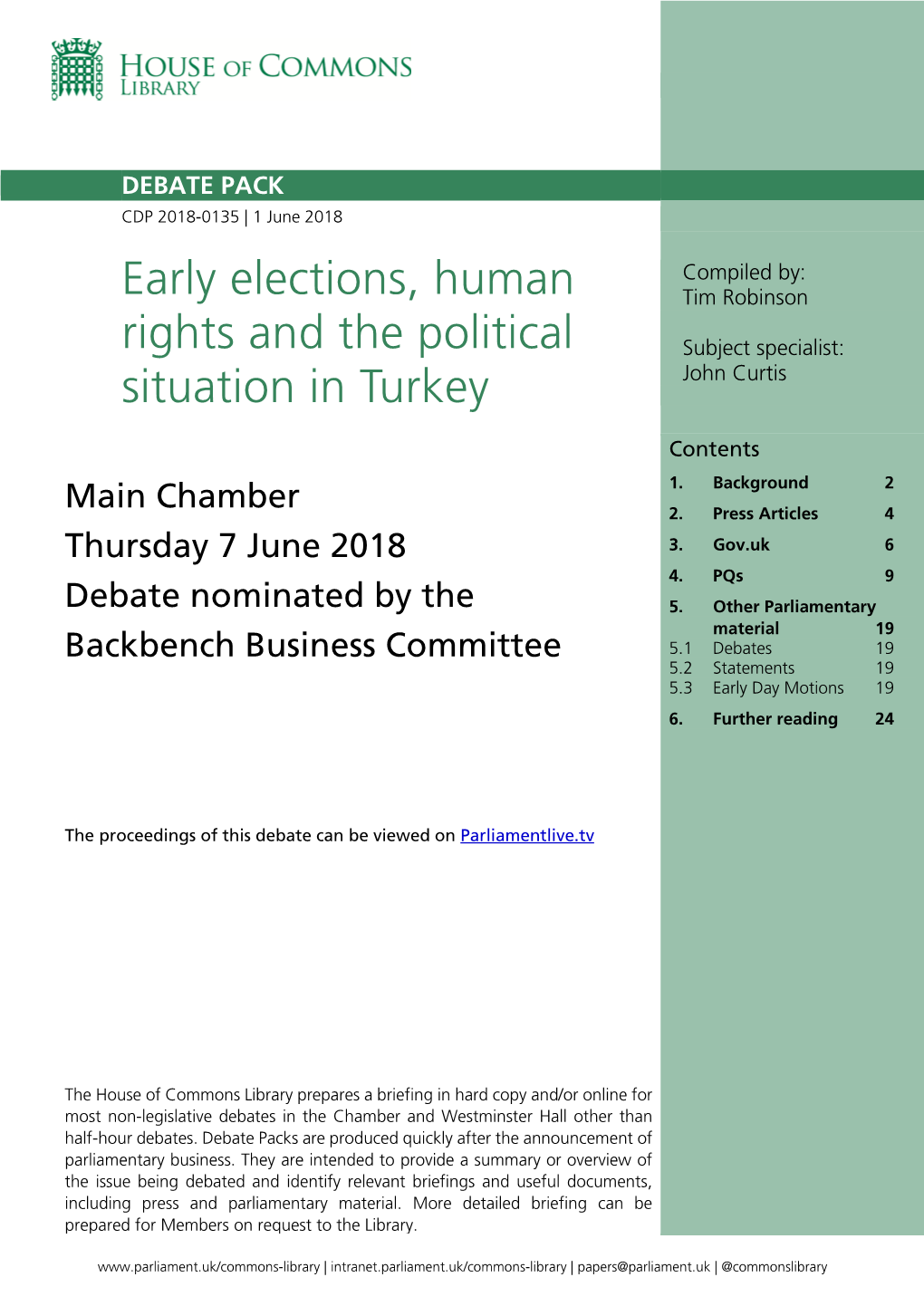 Early Elections, Human Rights and the Political Situation in Turkey 3