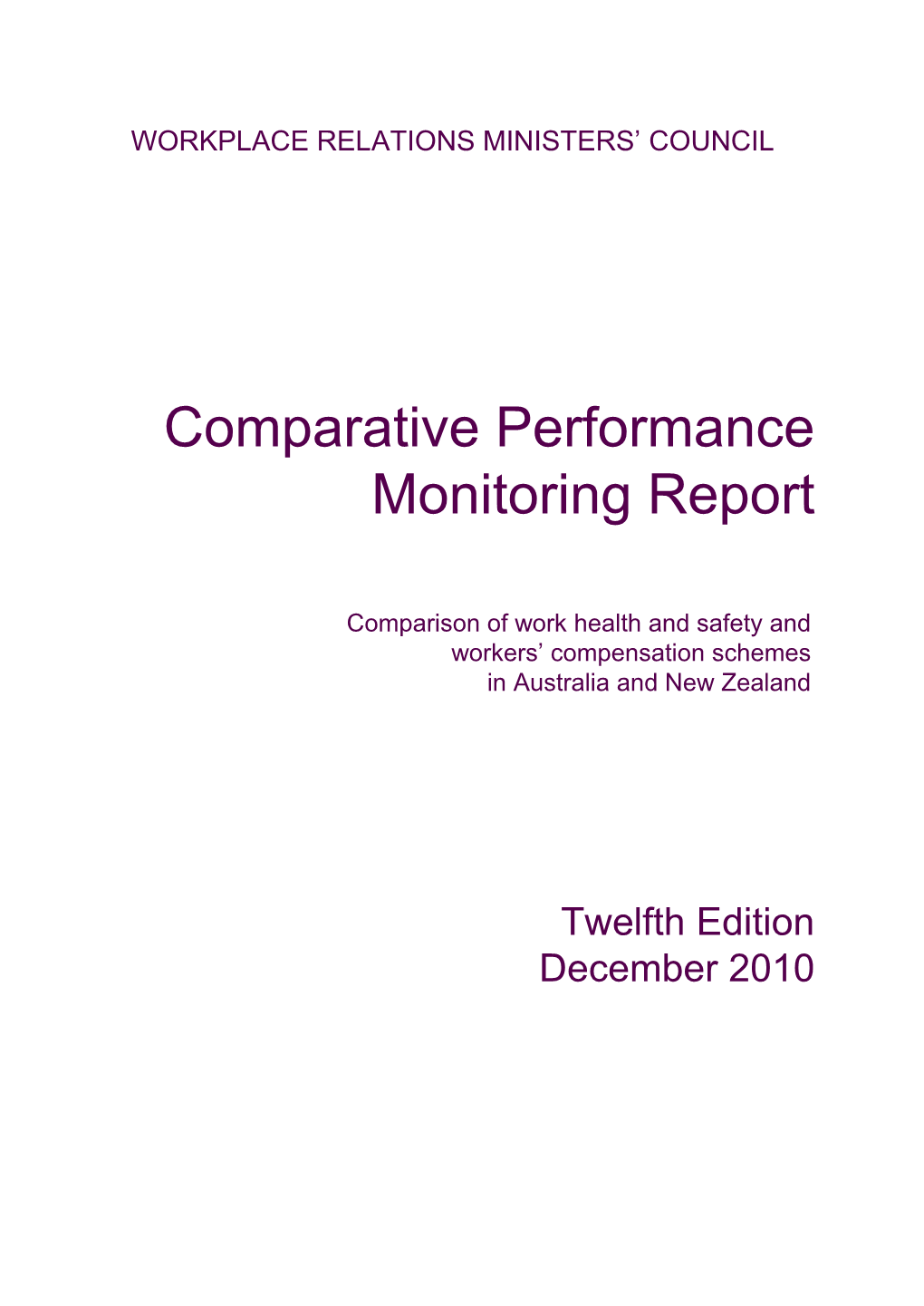 Comparative Performance Monitoring Report 12Th Edition