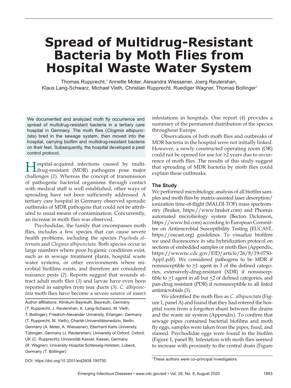 Spread of Multidrug-Resistant Bacteria by Moth Flies From