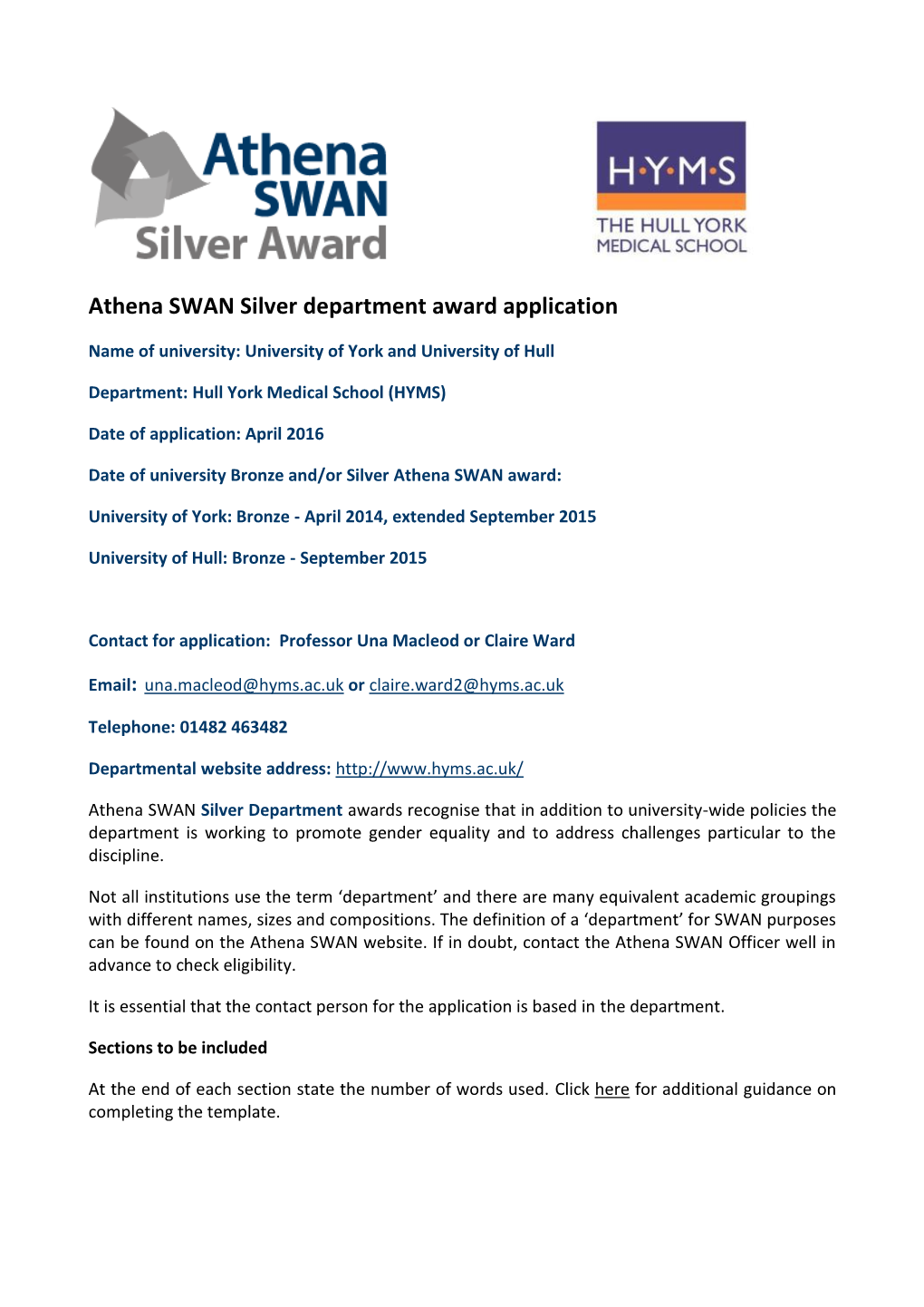 Athena SWAN Silver Department Award Application