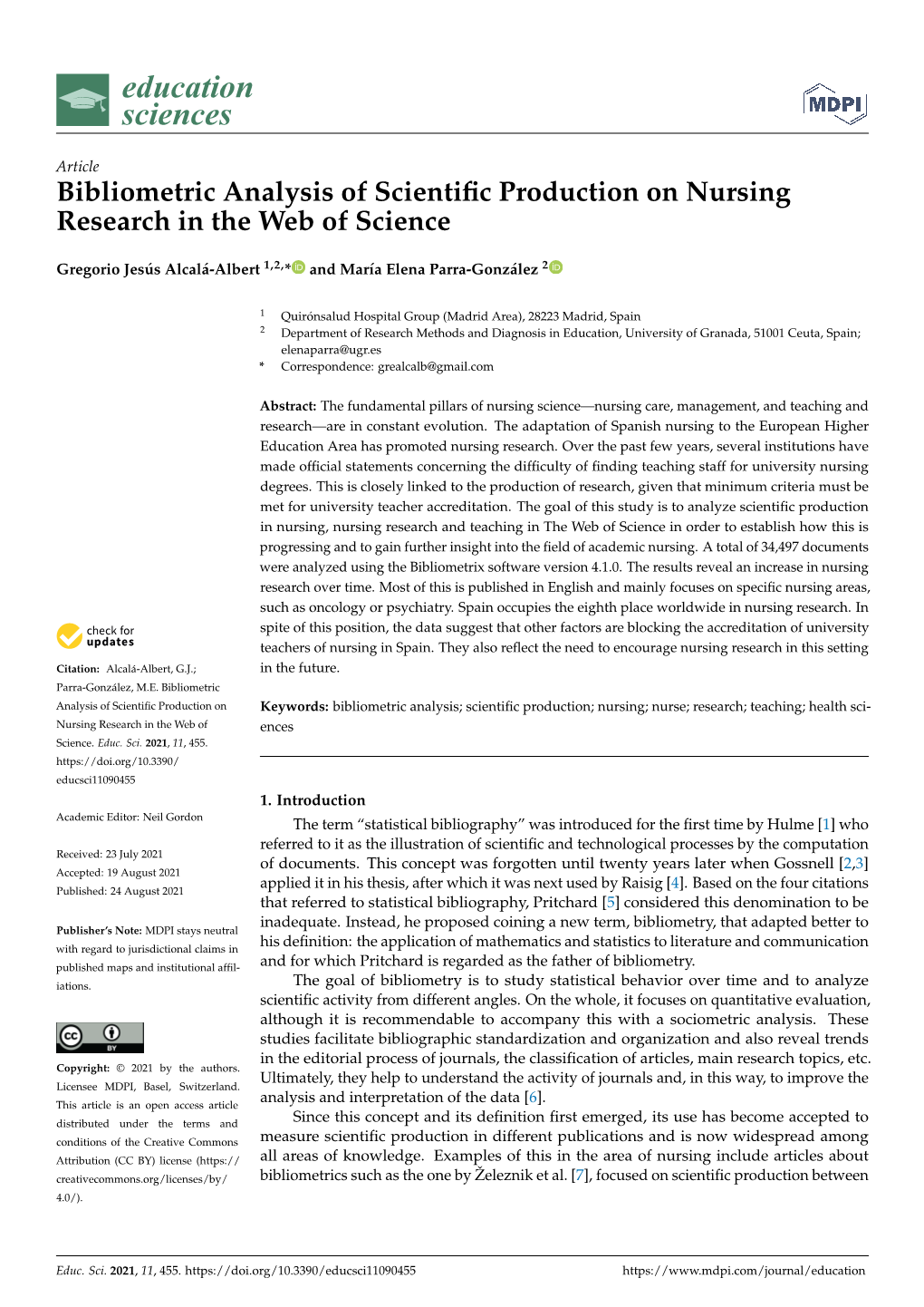 Bibliometric Analysis of Scientific Production on Nursing Research In