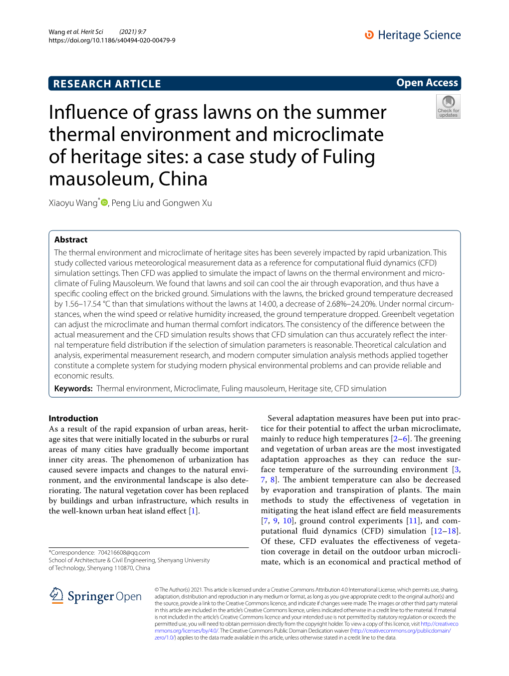 Influence of Grass Lawns on the Summer Thermal Environment And