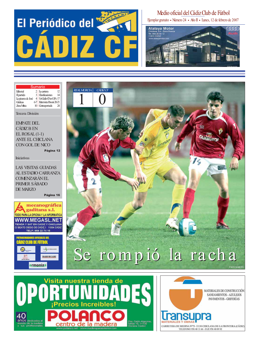 El Periódico Del Cádiz CF Deportiva Como En El Ámbito Personal