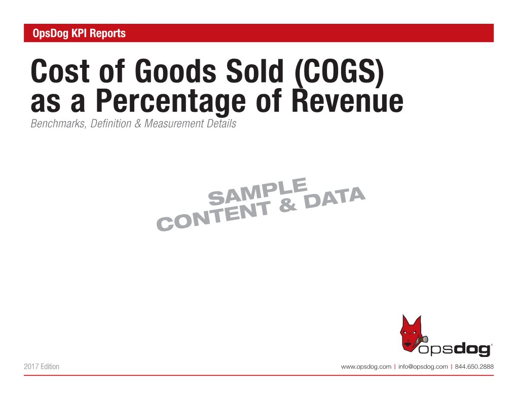 Cost of Goods Sold (COGS) As a Percentage of Revenue Benchmarks, Definition & Measurement Details