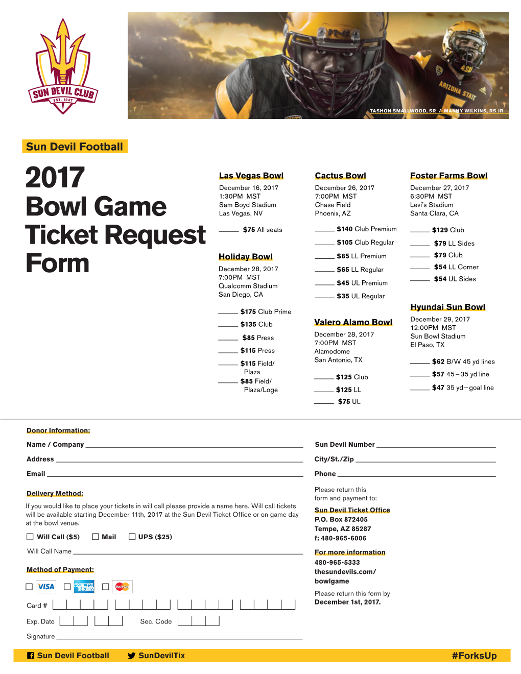 Bowl Game Ticket Request Form