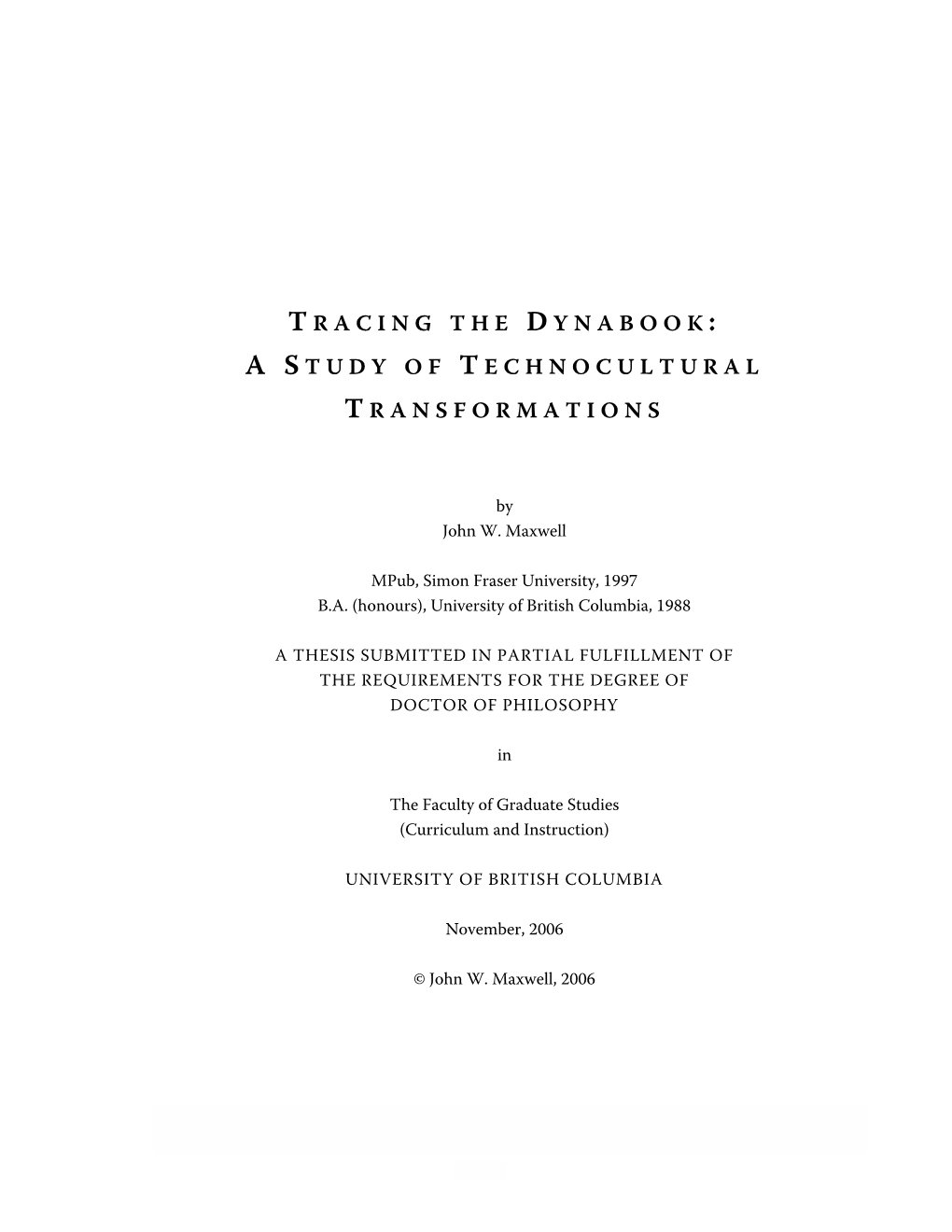 T Racing the D Ynabook : As Tudy of T Echnocultural T Ransformations