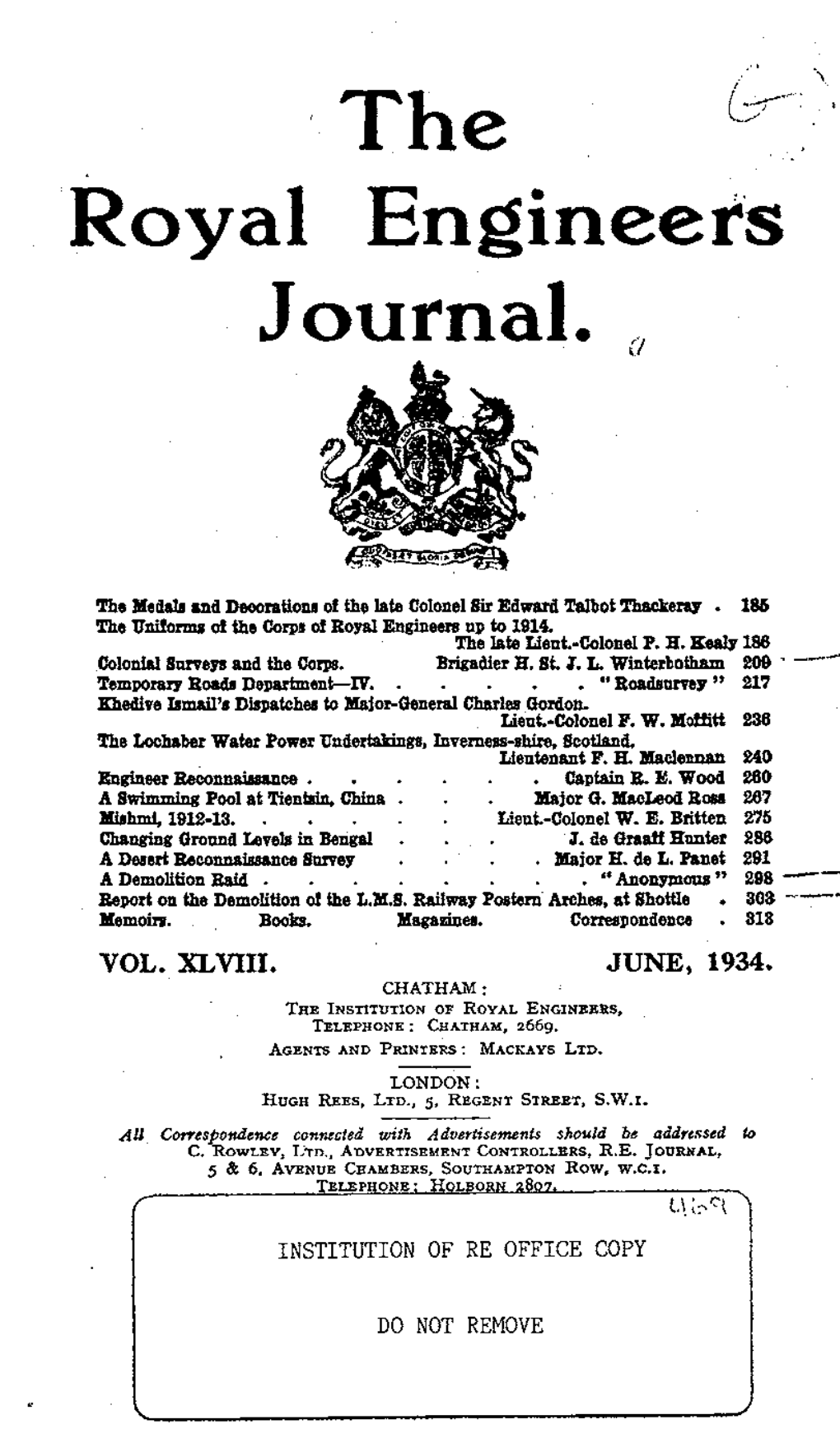 The Royal Engineers Journal. 01