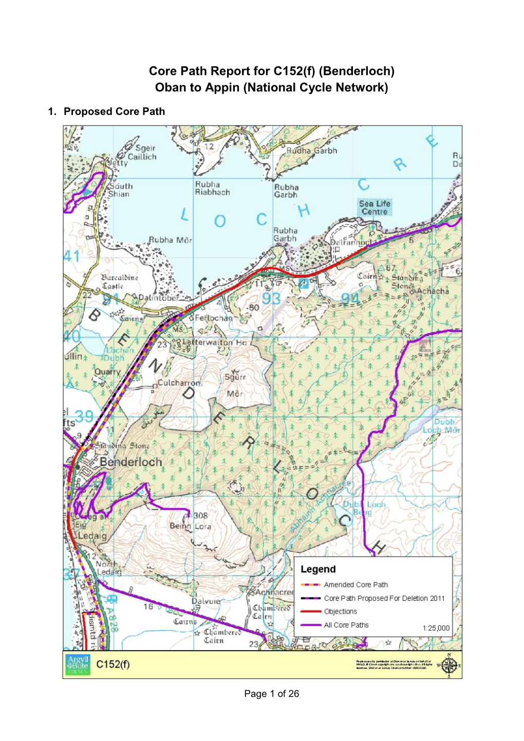 Core Path Report for C152(F) (Benderloch) Oban to Appin (National Cycle Network)