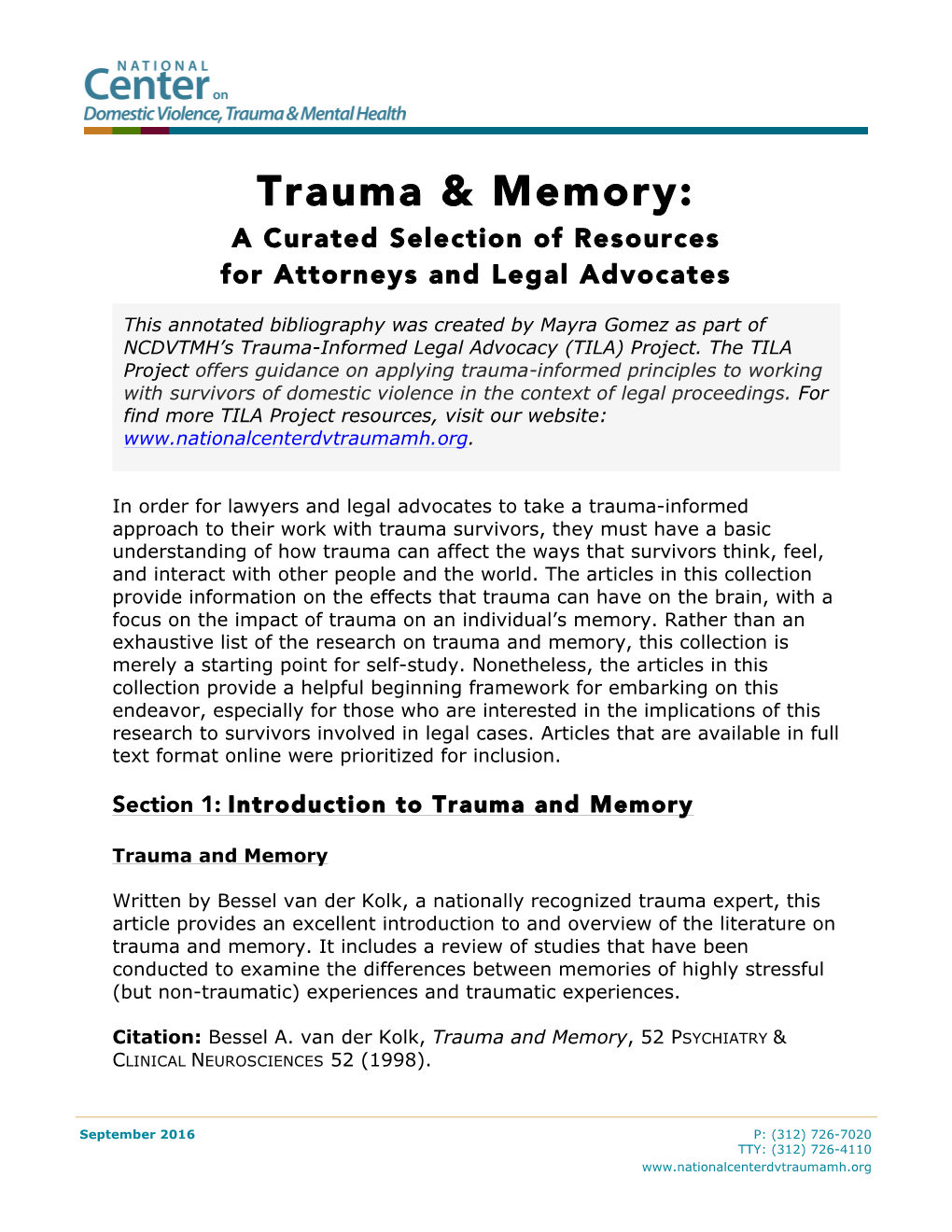 Trauma & Memory