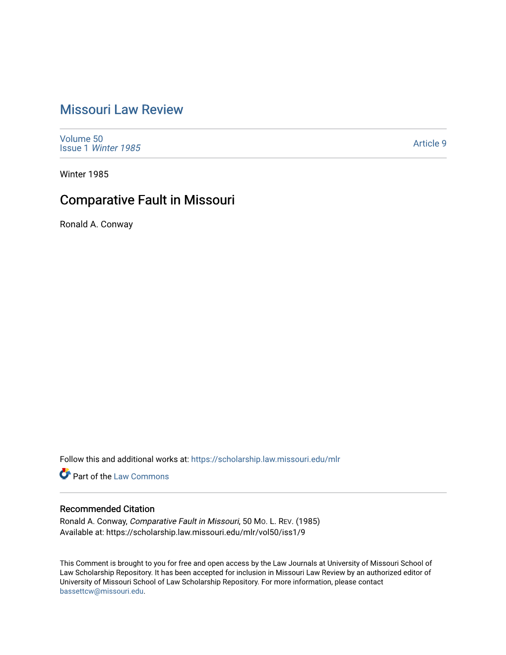 Comparative Fault in Missouri