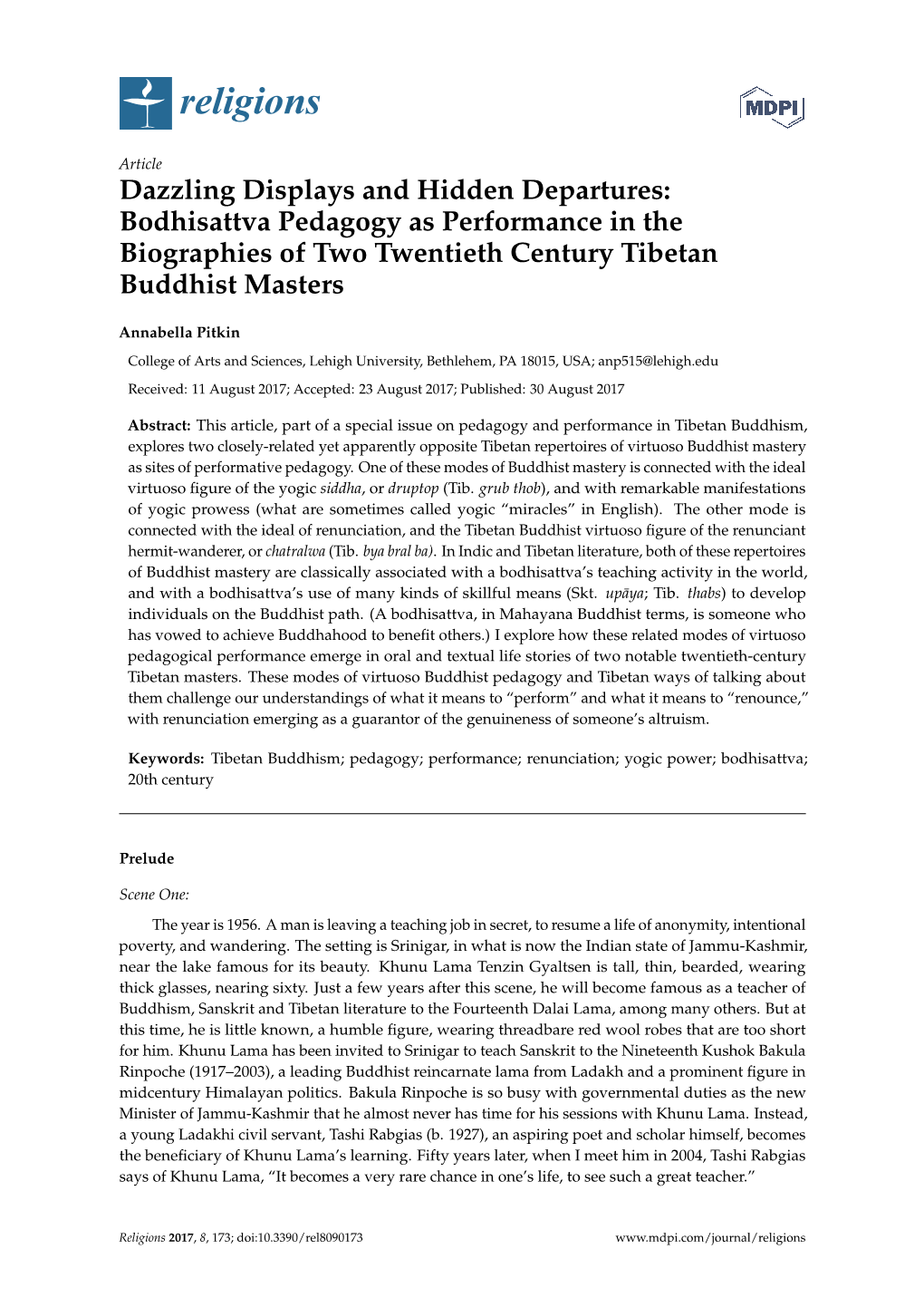 Bodhisattva Pedagogy As Performance in the Biographies of Two Twentieth Century Tibetan Buddhist Masters