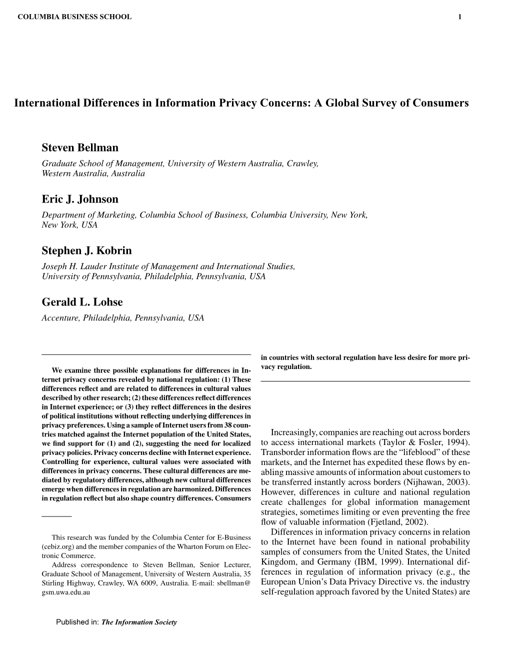 International Differences in Information Privacy Concerns