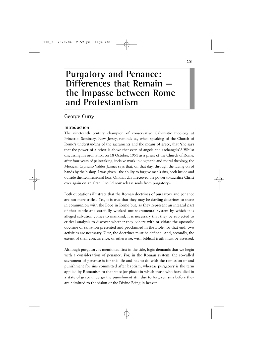 Purgatory and Penance: Differences That Remain — the Impasse Between Rome and Protestantism