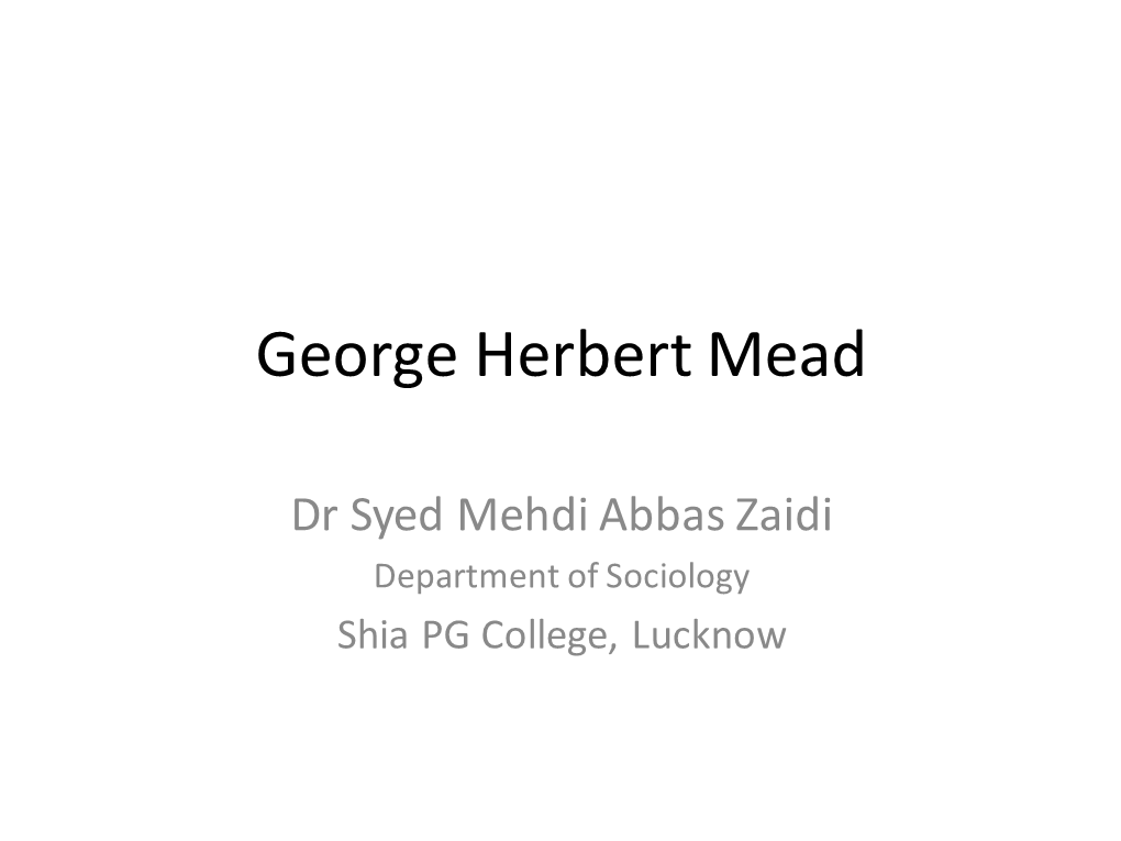 George Herbert Mead