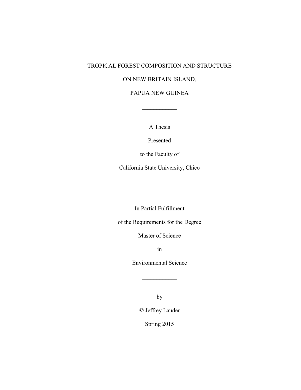 Tropical Forest Composition and Structure