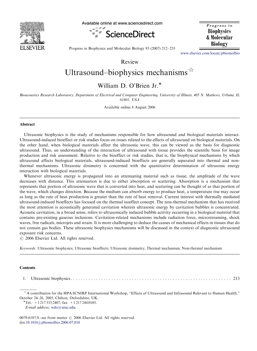 Ultrasound–Biophysics Mechanisms$