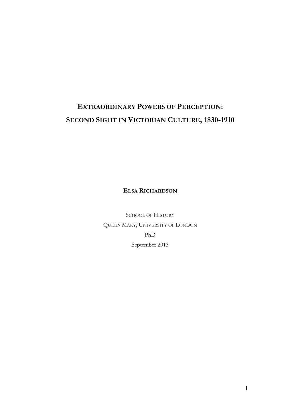 Second Sight in Victorian Culture, 1830-1910