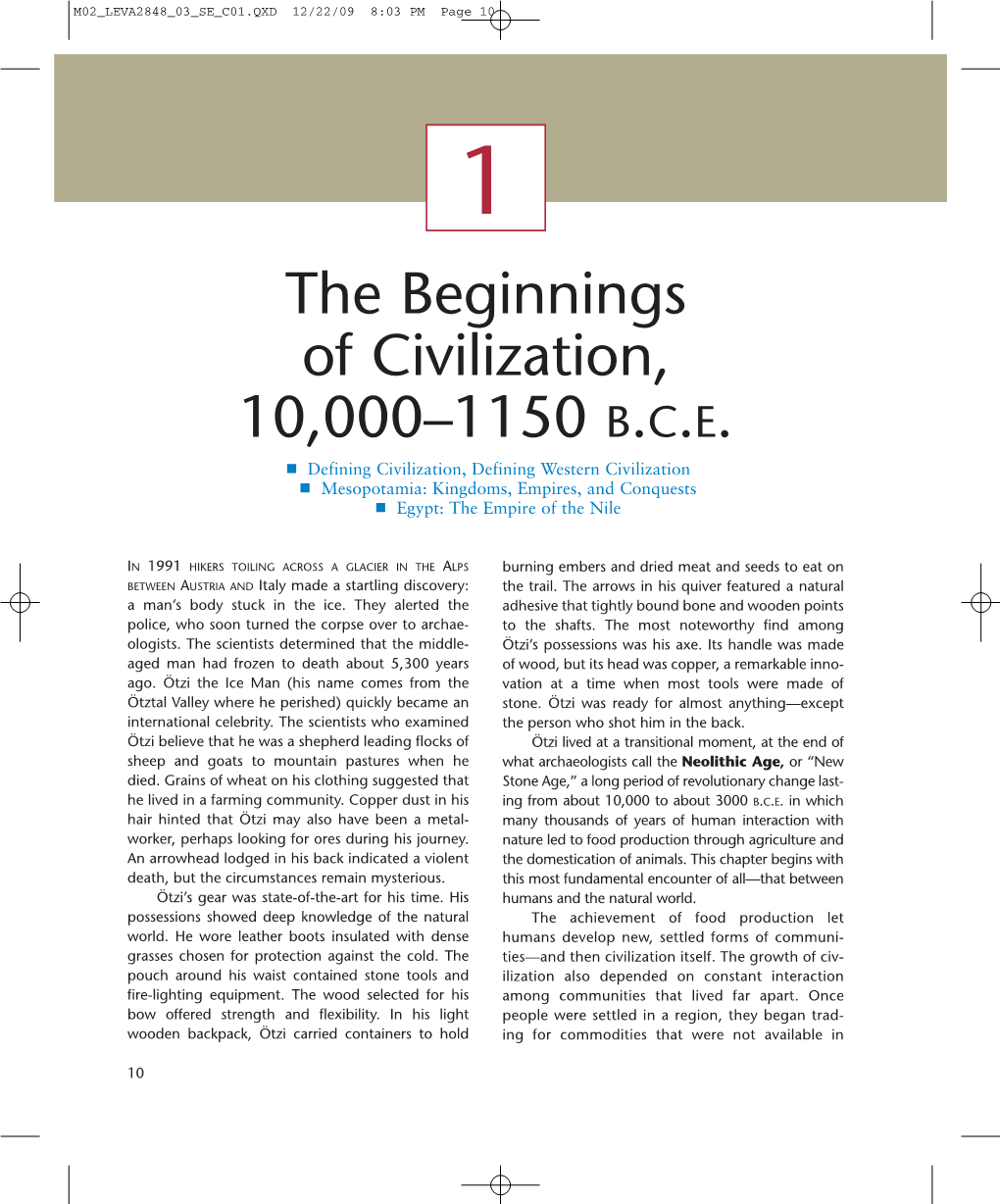 The Beginnings of Civilization, 10,000–1150 B.C.E