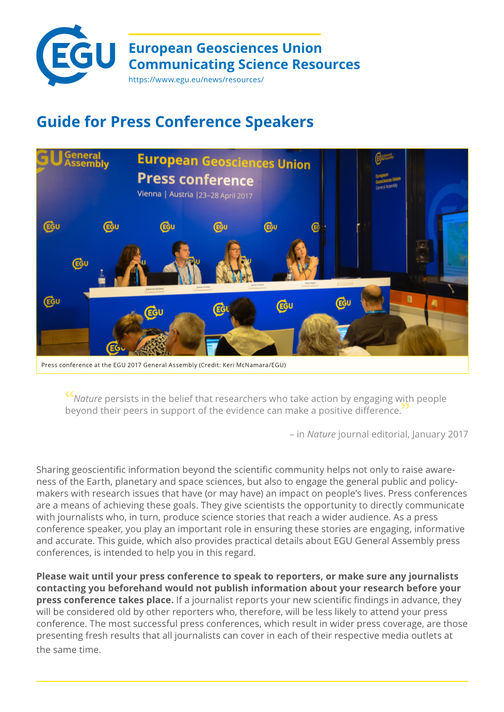 Guide for Press Conference Speakers