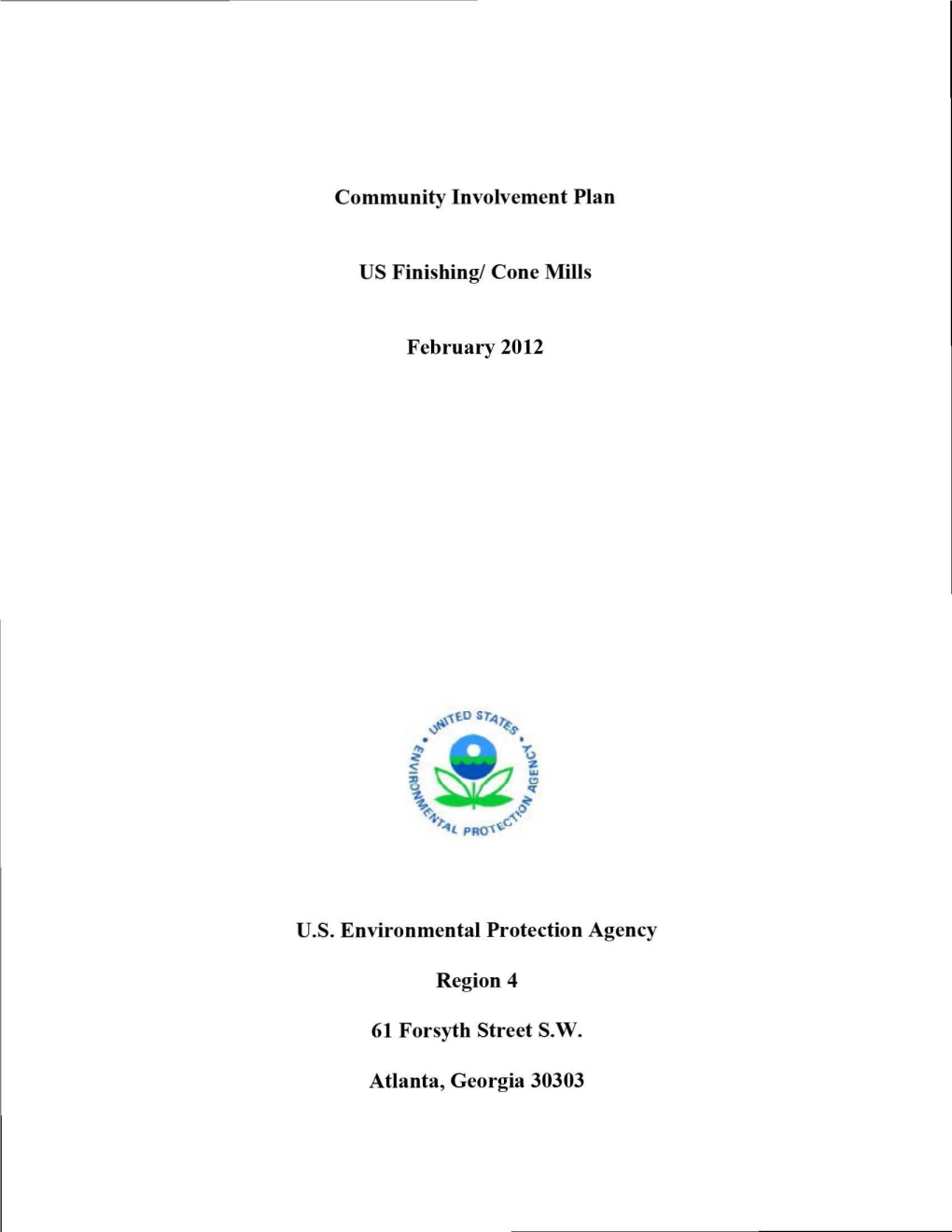 Community Involvement Plan, Us Finishing/Cone Mills