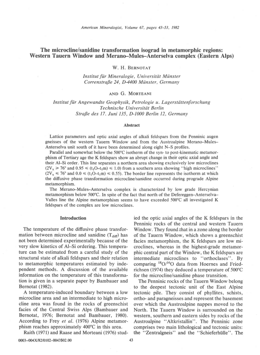 The Microcline/Sanidine Transformation Isograd In