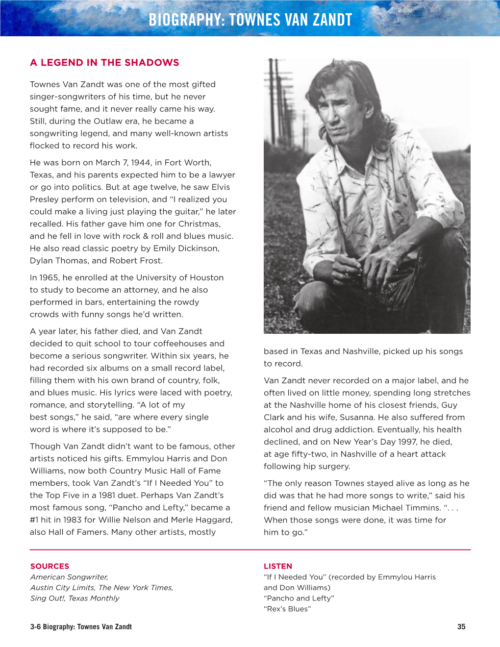 Biography: Townes Van Zandt