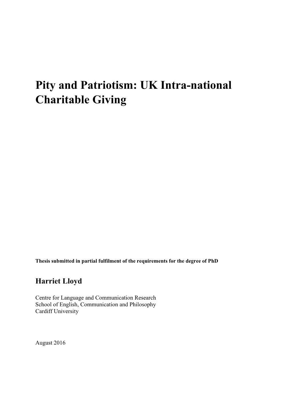 Pity and Patriotism: UK Intra-National Charitable Giving