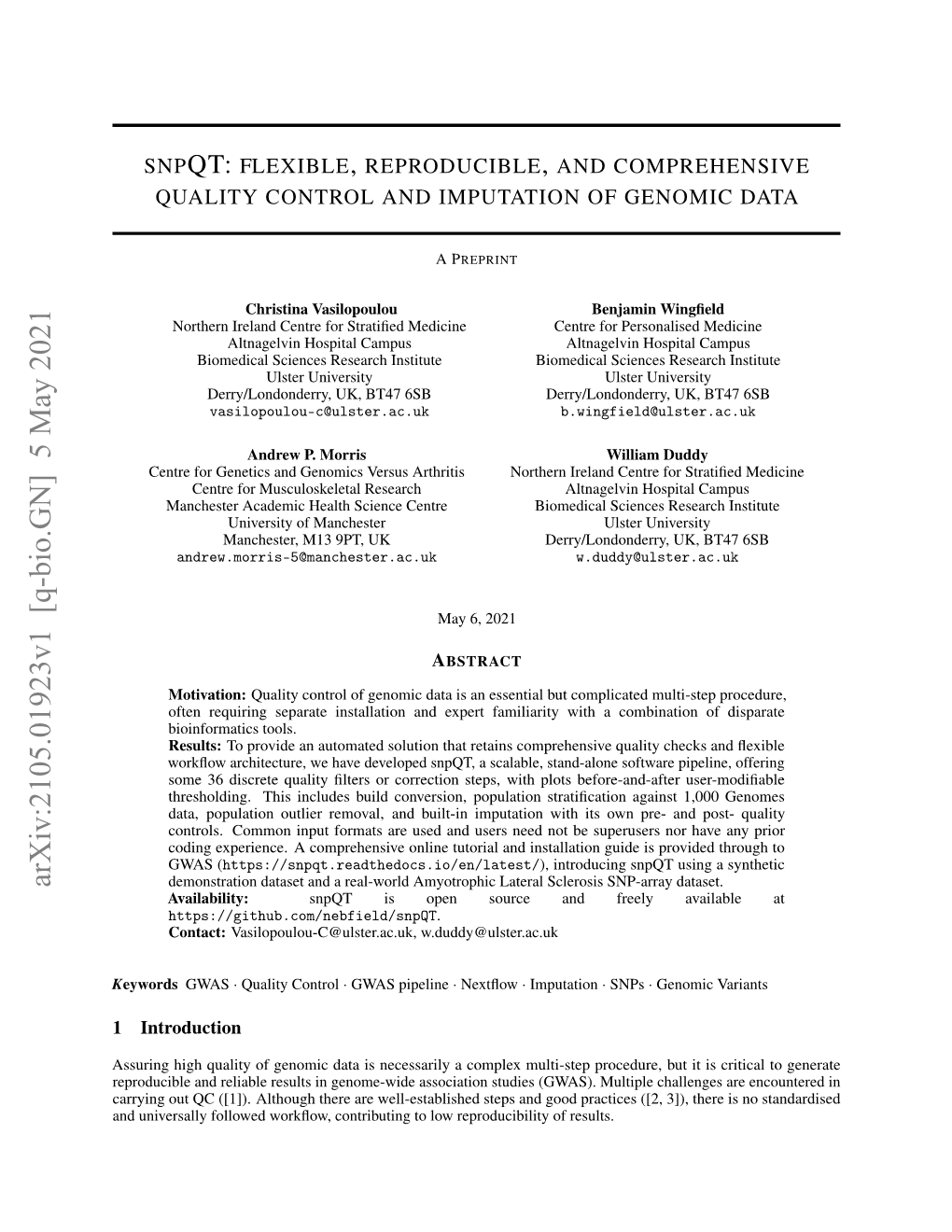 Arxiv:2105.01923V1 [Q-Bio.GN] 5 May 2021 Demonstration Dataset and a Real-World Amyotrophic Lateral Sclerosis SNP-Array Dataset