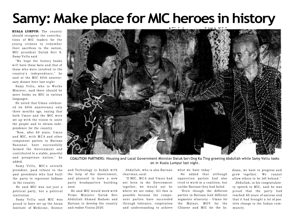Samy: Make Place for MIC Heroes in History