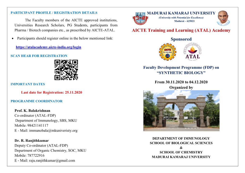 AICTE Training and Learning (ATAL) Academy Sponsored