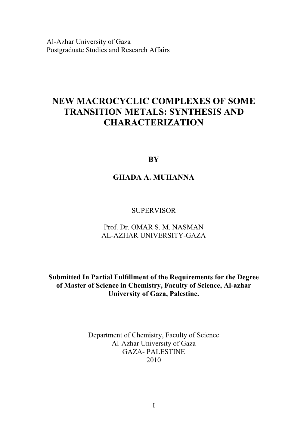 New Macrocyclic Complexes of Some Transition Metals: Synthesis and Characterization