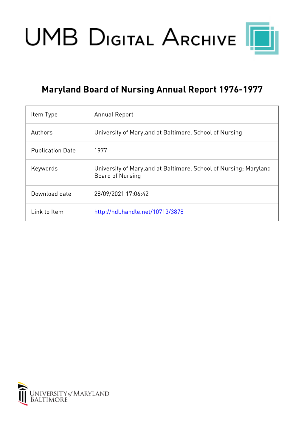 University of Maryland School of Nursing Annual