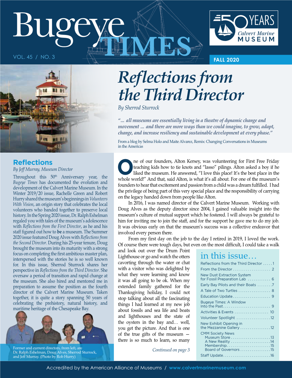 FALL 2020 Reflections from the Third Director by Sherrod Sturrock