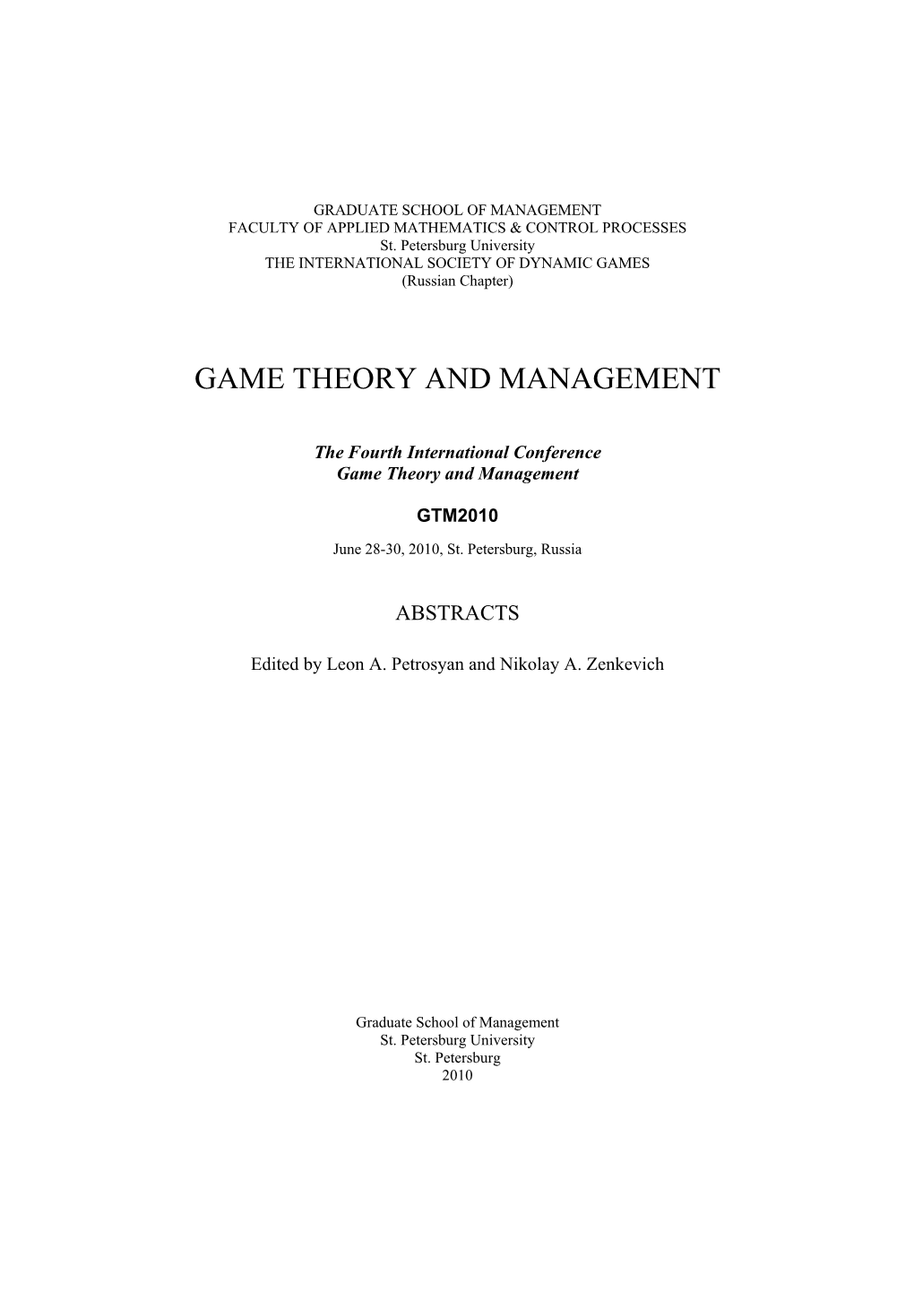 Game Theory and Management