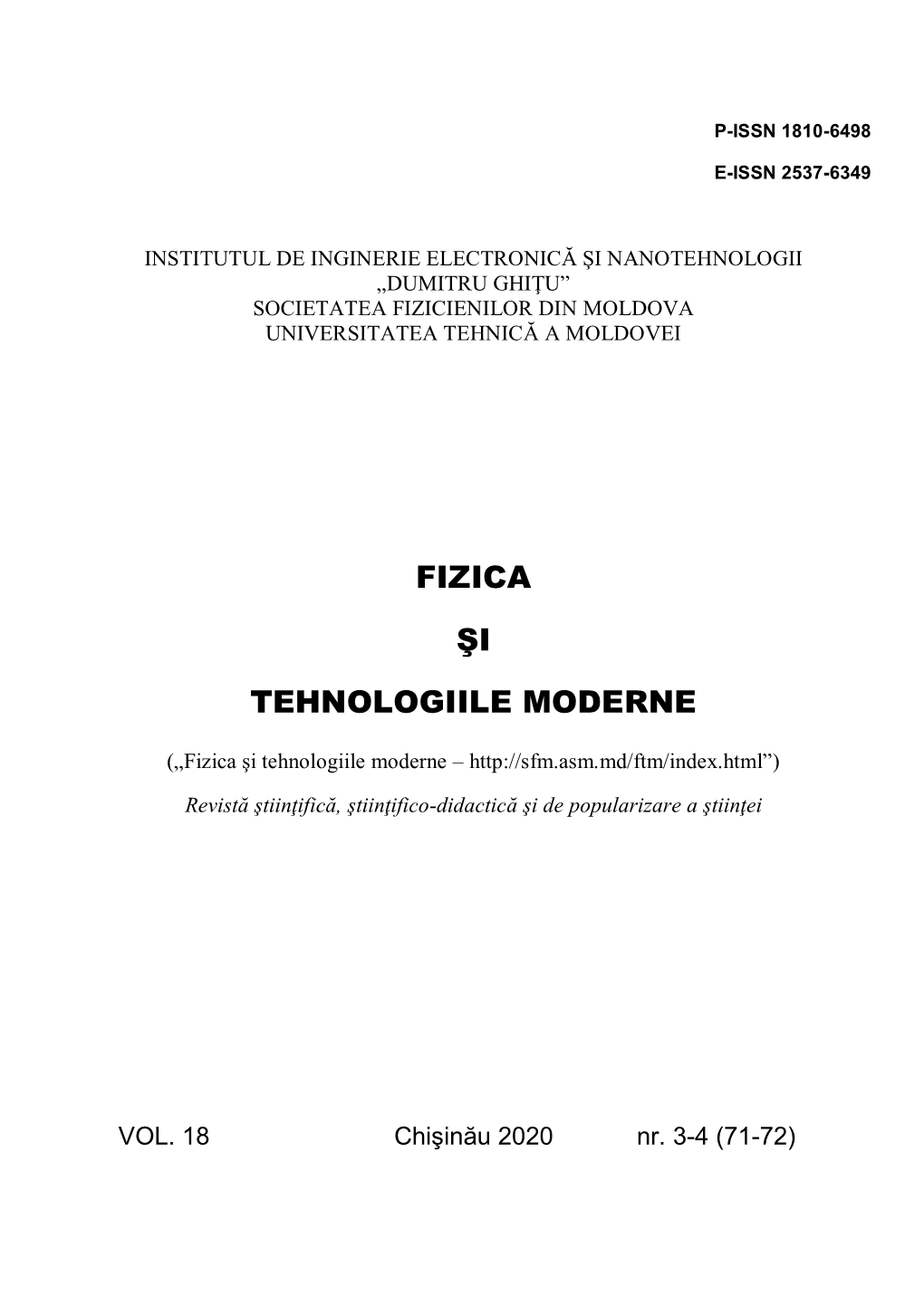 Societatea Fizicienilor Din Moldova Universitatea Tehnică a Moldovei