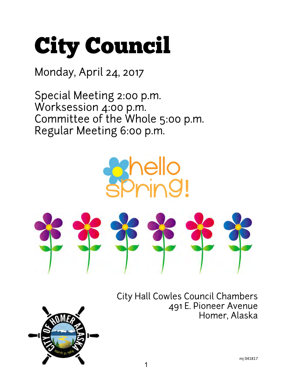City Council Monday, April 24, 2017
