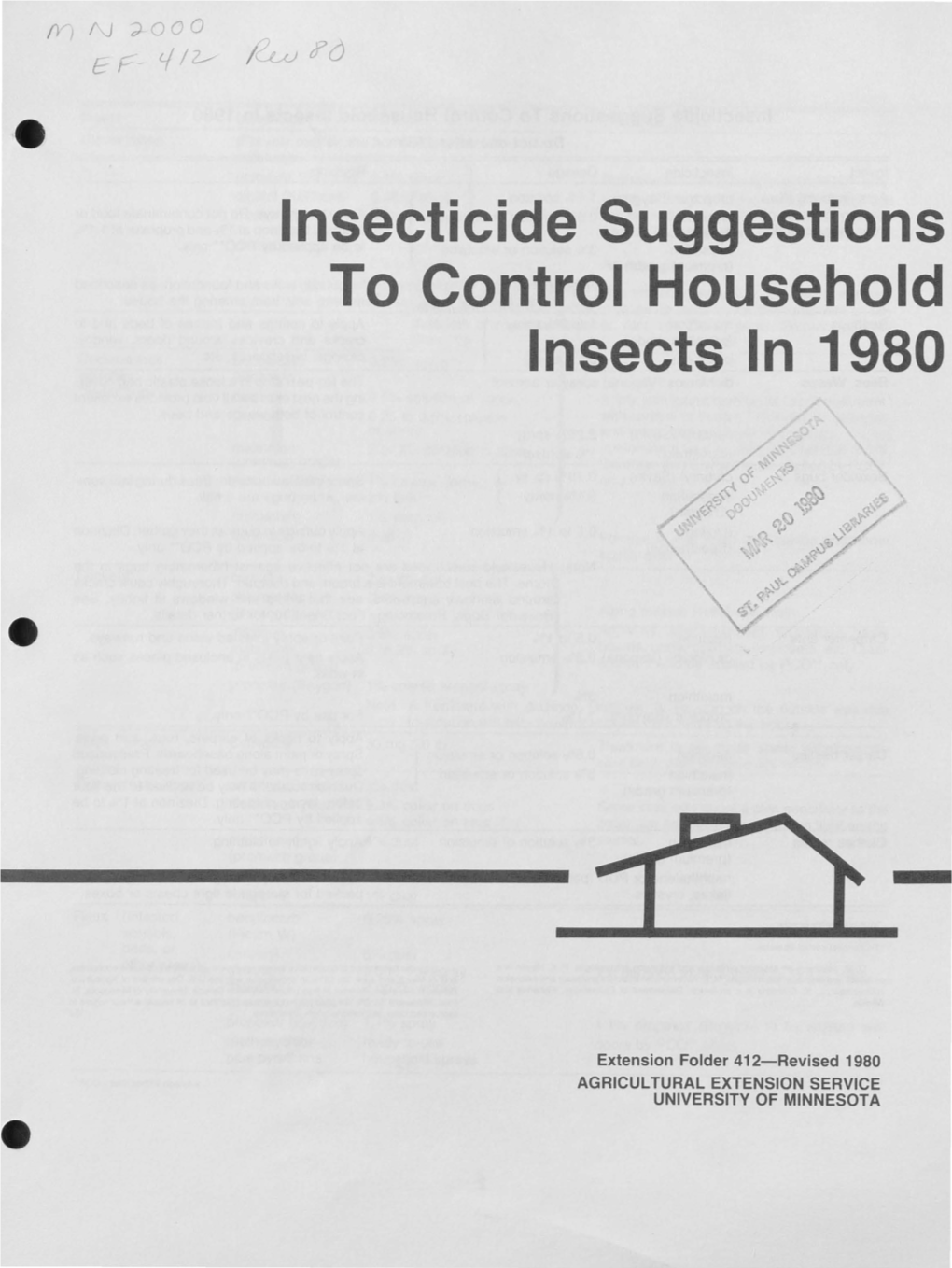 Insecticide Suggestions to Control Household Insects in 1980