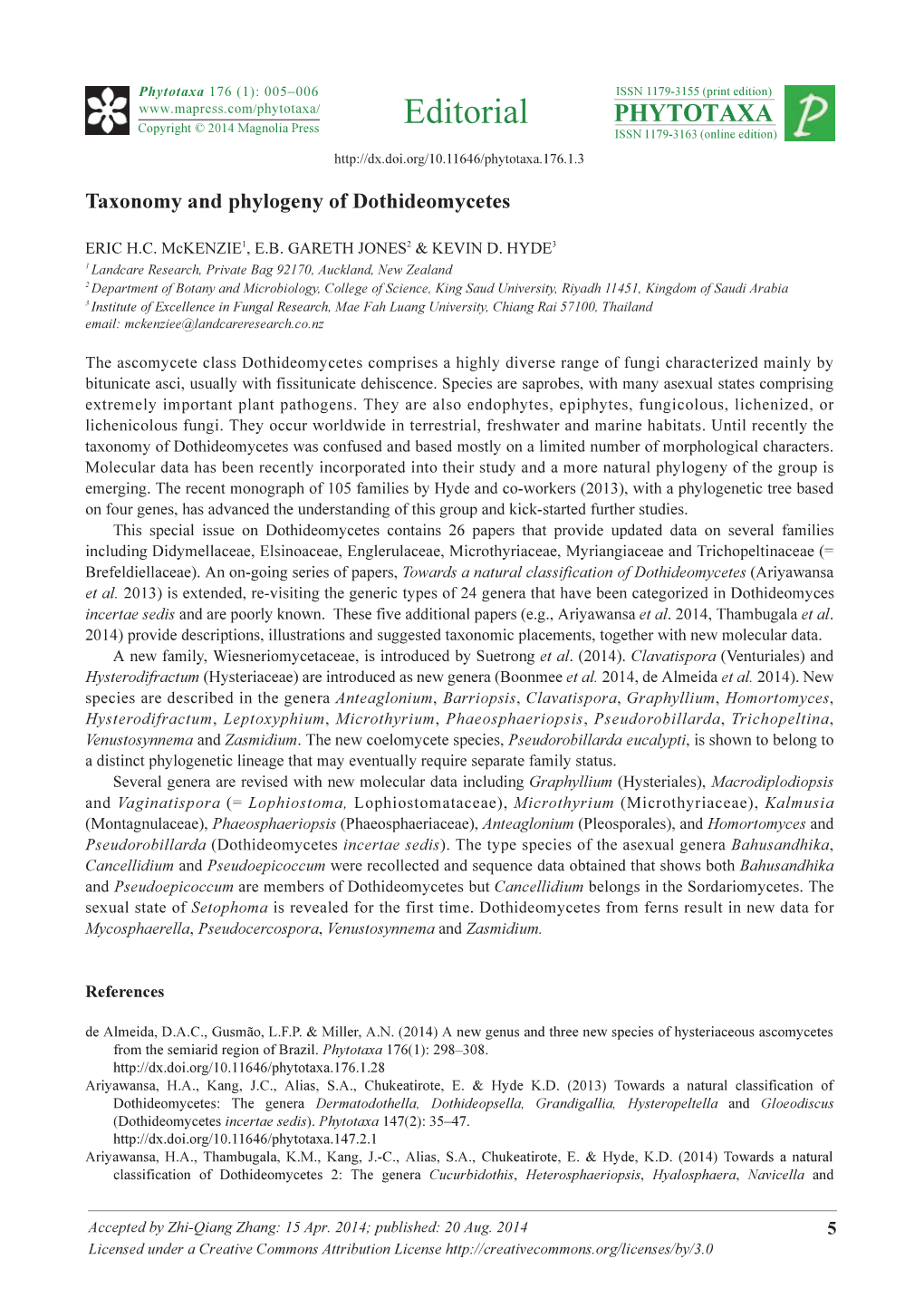 Taxonomy and Phylogeny of Dothideomycetes