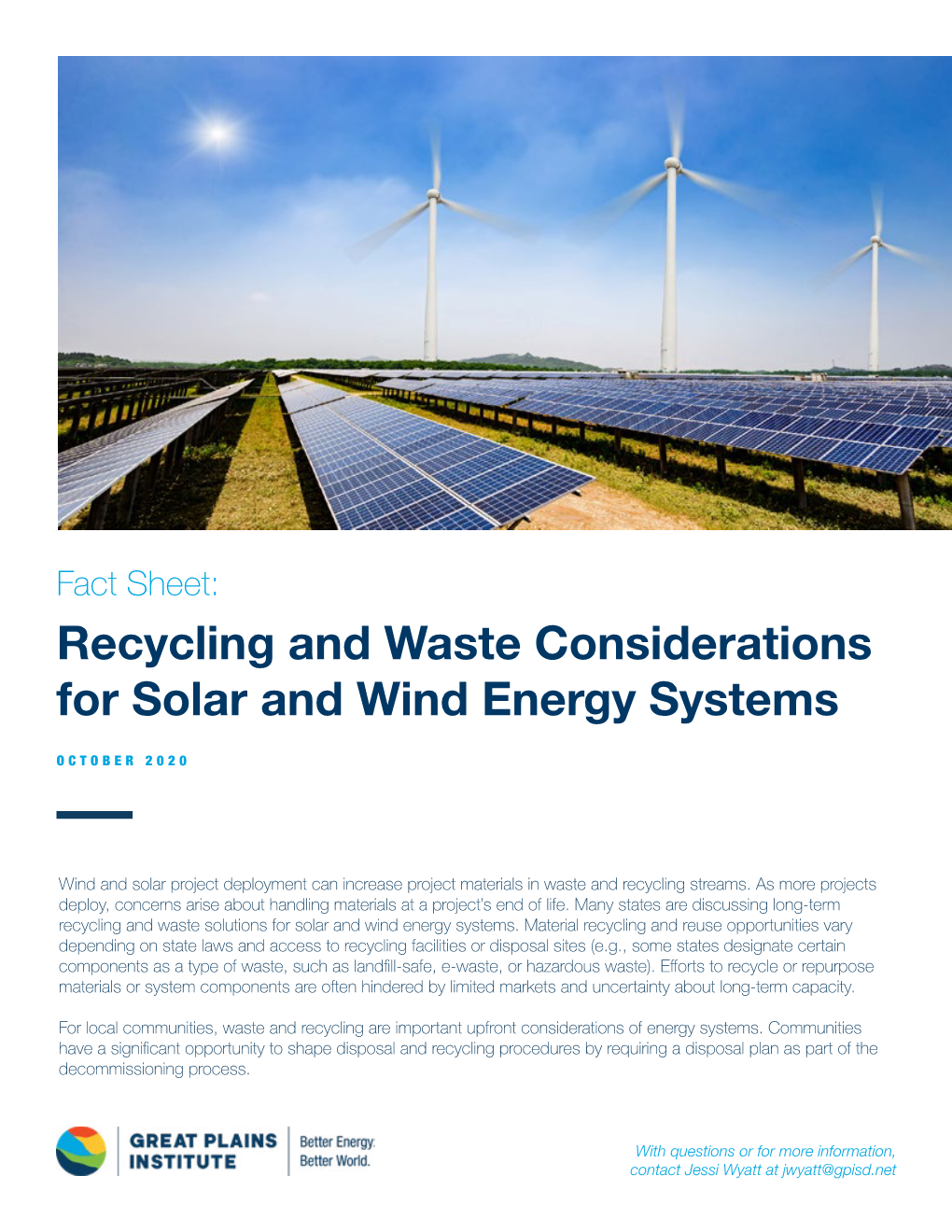 Recycling and Waste Considerations for Solar and Wind Energy Systems