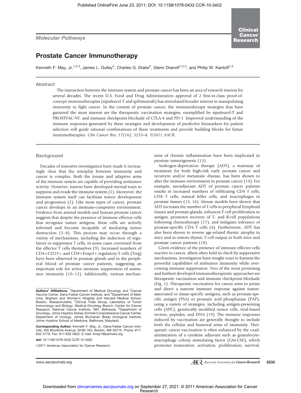 Prostate Cancer Immunotherapy