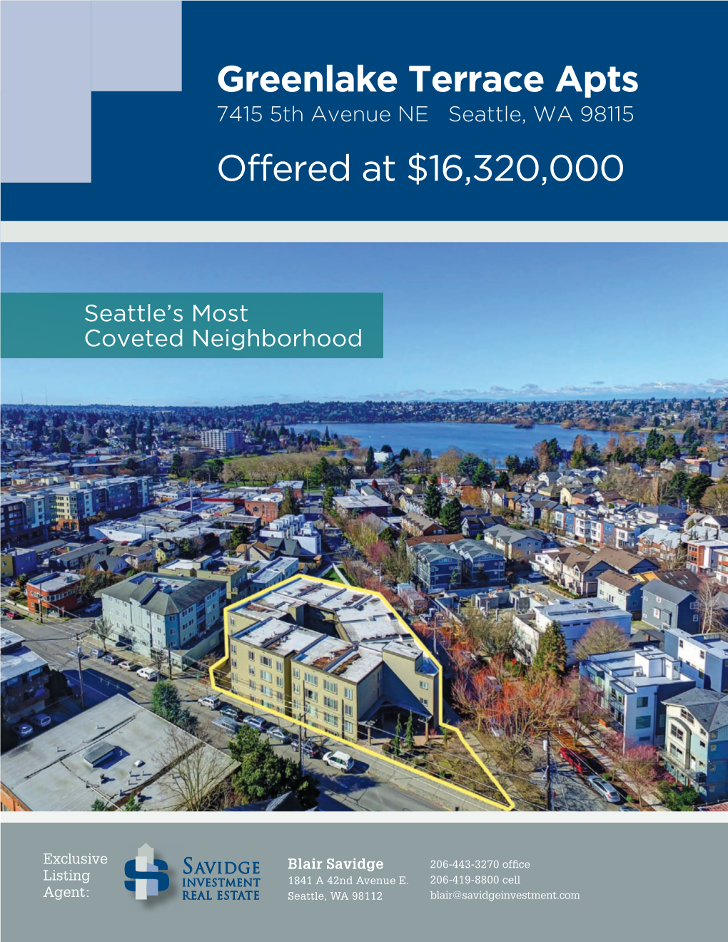 Greenlake Terrace Apts 7415 5Th Avenue NE Seattle, WA 98115 Offered at $16,320,000