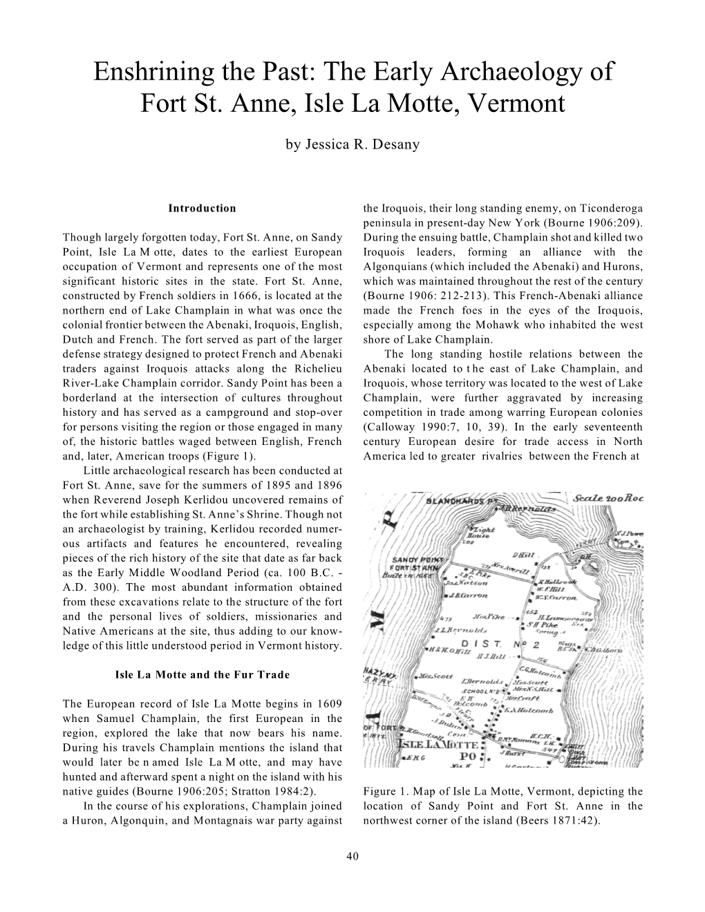 Enshrining the Past: the Early Archaeology of Fort St. Anne, Isle La Motte, Vermont