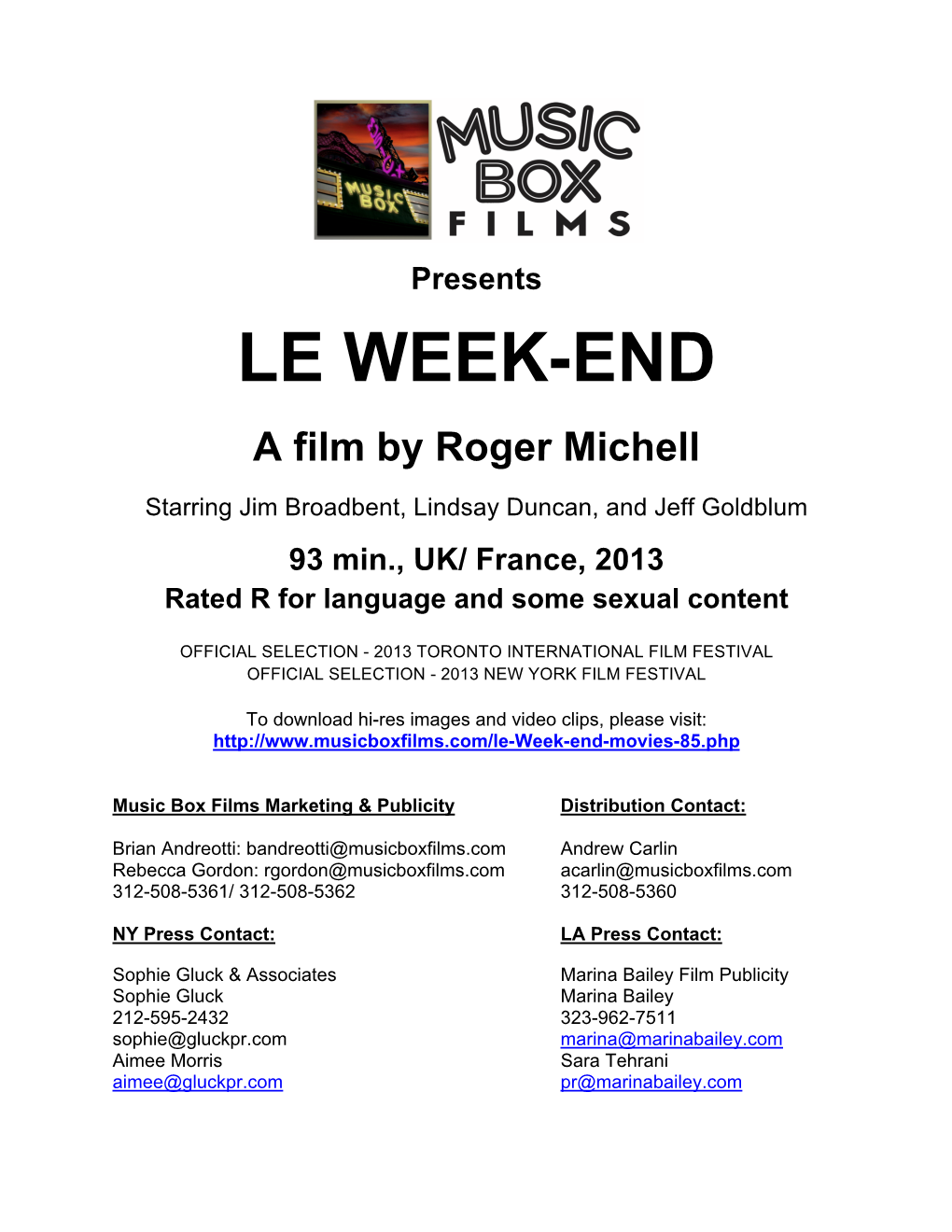 LE WEEK-END a Film by Roger Michell