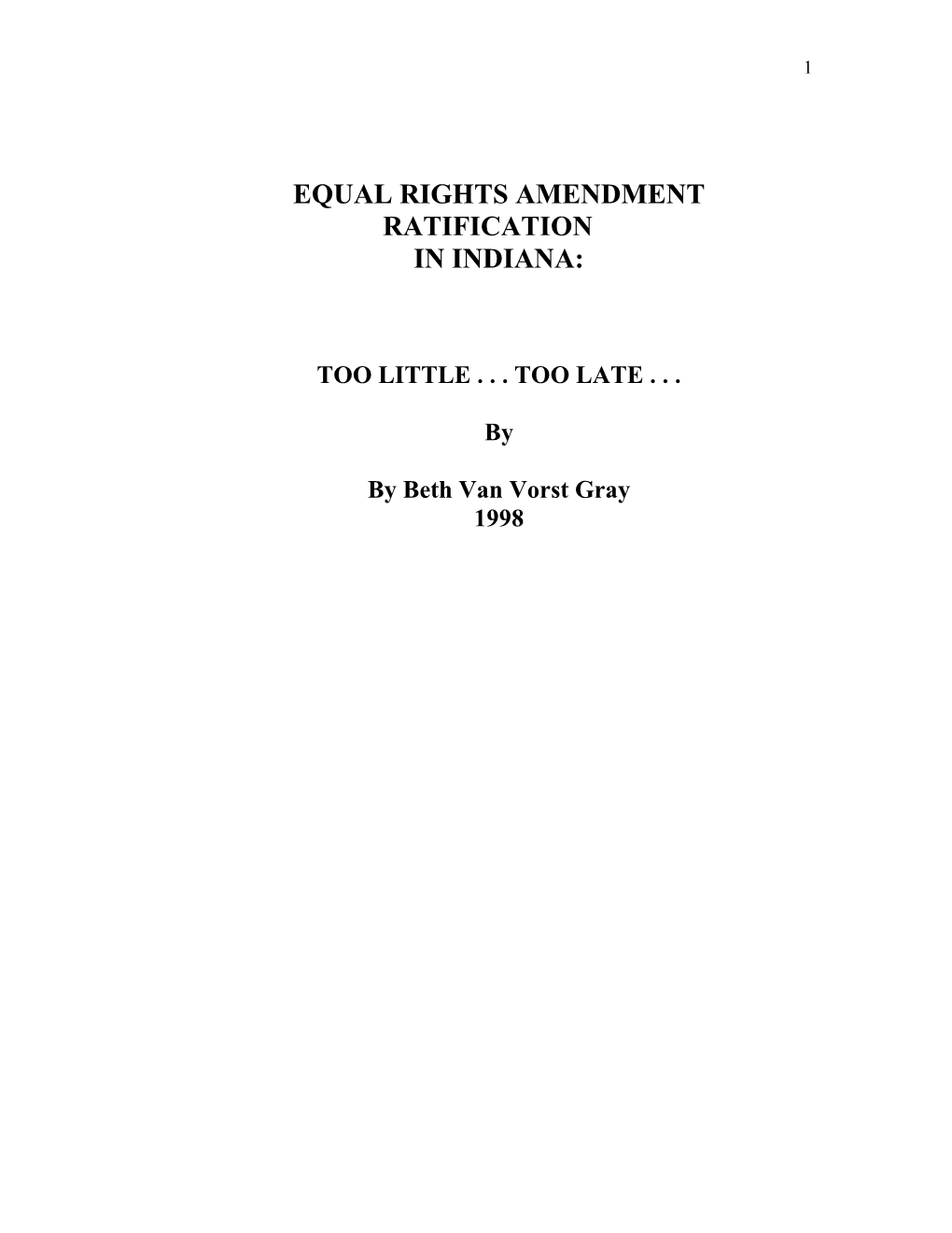 Equal Rights Amendment Ratification in Indiana